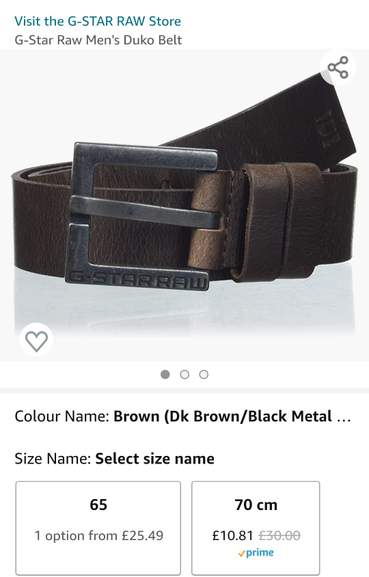 G-Star Raw Men's Duko Belt 70cm, £10.81 