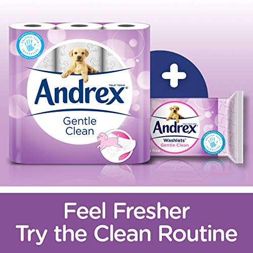 Andrex Gentle Clean Toilet Rolls - 72 Toilet Roll Pack - Bulk Buy Toilet Rolls - Gentle and Soft Skin - Dermatologically Tested
