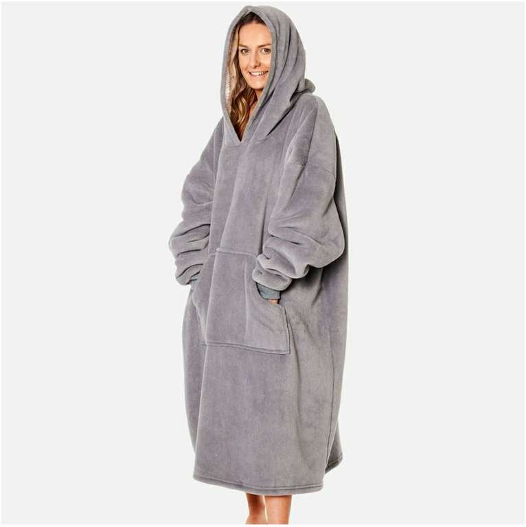 Sienna Extra-Long Sherpa Hoodie Blanket - Charcoal - £11 + £3.95 delivery @ Online Home Shop