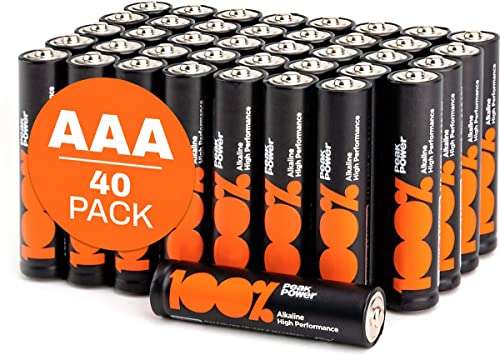 100PP AAA batteries 40 pack Ultra Alkaline batteries disposable 1.5 Volt 10 year shelflife - Sold by 100PeakPower