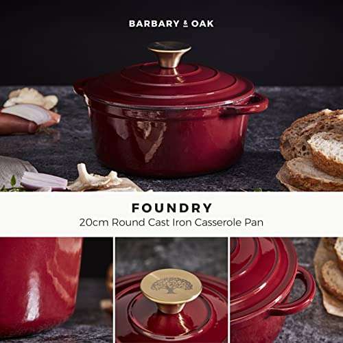 Barbary & Oak Round Cast Iron Casserole Pan with Durable Enamel ...
