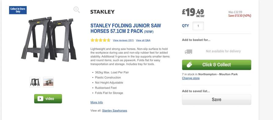 Stanley Folding Junior Saw Horses (57.1 