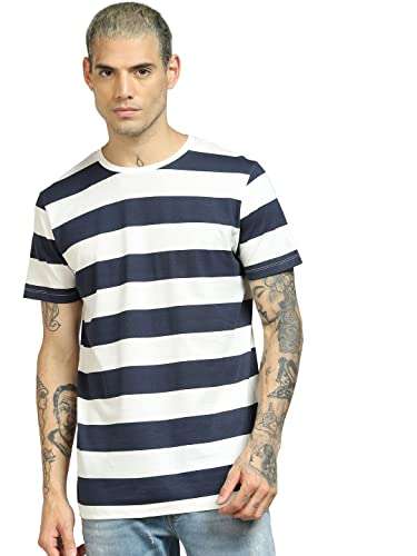 Jack & Jones Men's Jjnoa Stripe Tee Ss Crew Neck T-Shirt - Size M - £7.47 @ Amazon