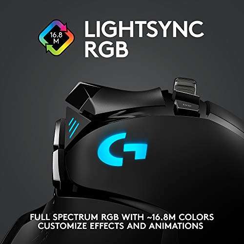 Logitech G502 LIGHTSPEED Wireless Gaming Mouse, HERO 25K Sensor, 25,600 DPI, RGB, Adjustable Weights, 11 Programmable Buttons