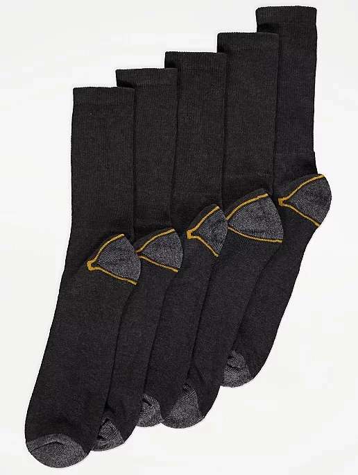 Workwear Cushion Sole Grey Socks 5 Pack £3 (£2.70 with Asda Rewards) + Free Click & Collect @ George Asda