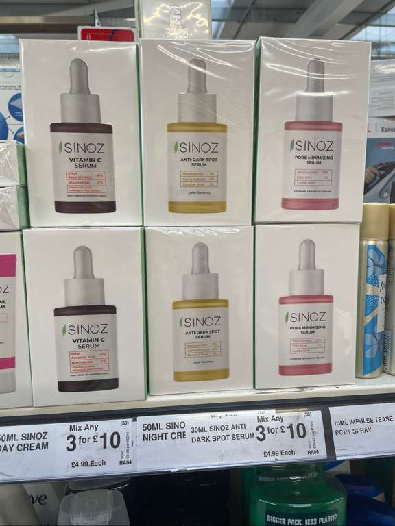 Sinoz Beauty Products 3 Items - Instore (Glasgow)