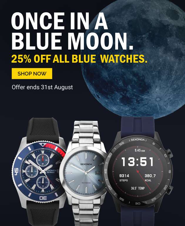 25% off all blue Sekonda watches. plus free delivery