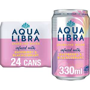 AQUA Libra Sparkling Sugar-Free Fruit Water, Raspberry & Blackcurrant 330 ml, Pack of 24 (£5.96 - £6.97 w/S&S + voucher) at checkout