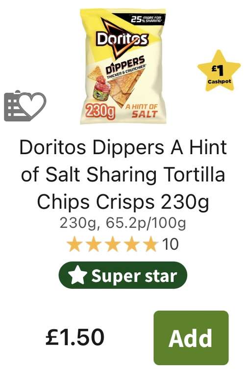 Doritos Dippers - Multiple Flavours with £1 in cashpot (Works out 50p)