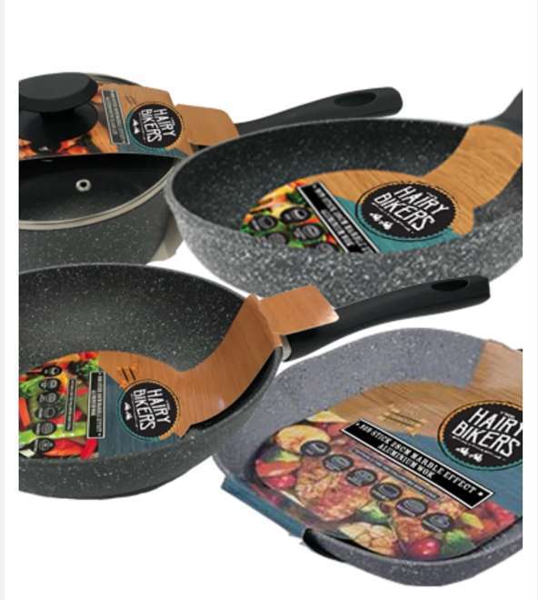 Hairy Bikers 30cm Frying Pan / Wok / Saucepan / Grill Pan - Forged Marble Effect - £9.99 instore @ Farmfoods [Ipswich]