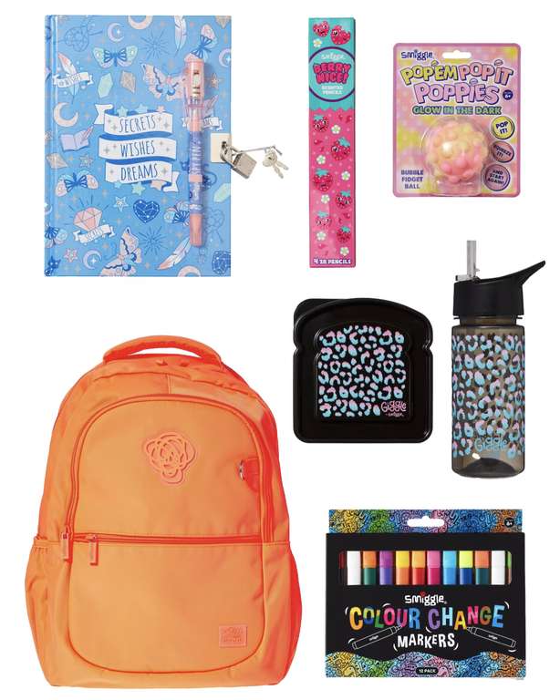 Neon Classic Backpack Activity Bundle Including Backpack, Drink Bottle & Sandwich Container - £20 + £4.99 Delivery @ Smiggle