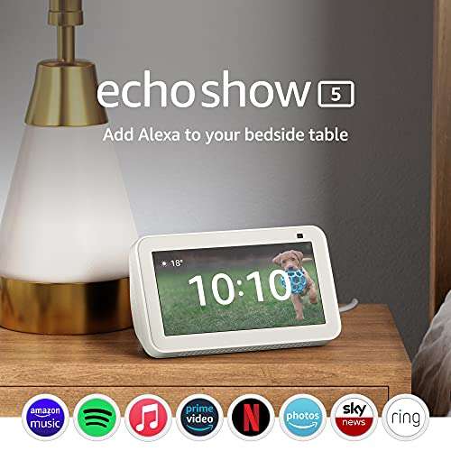 Certified and Refurbished Echo Show 5 | 2nd generation (2021 release) Glacier White - £43.99 @ Amazon