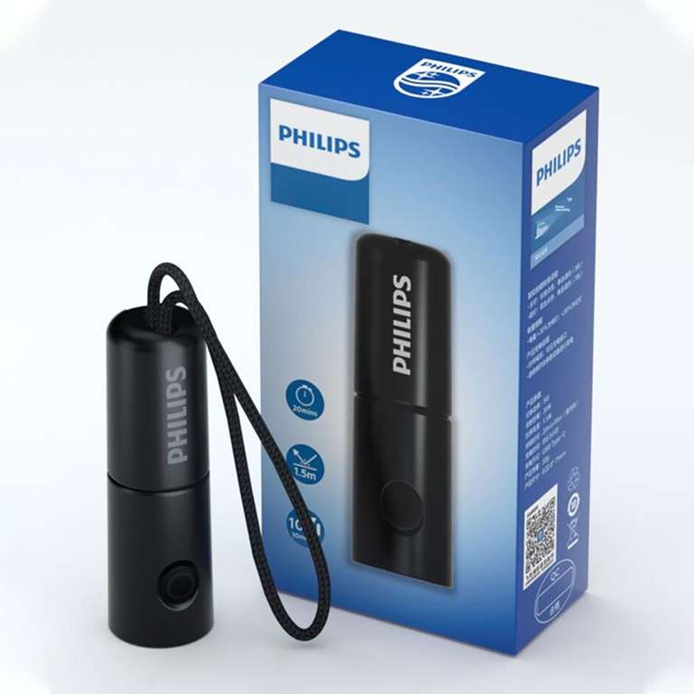 Philips SFL1126 Rechargeable Mini Portable Flashlight 300 Lumens/200 mAh/hidden USB C Cable £3.61welcome deal/£8.14 existing@ GeForest Store