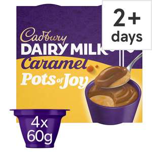 Cadbury Dairy Milk Pots Of Joy Caramel Chocolate Dessert 4 X 60G - £1.50 Clubcard Price @ Tesco