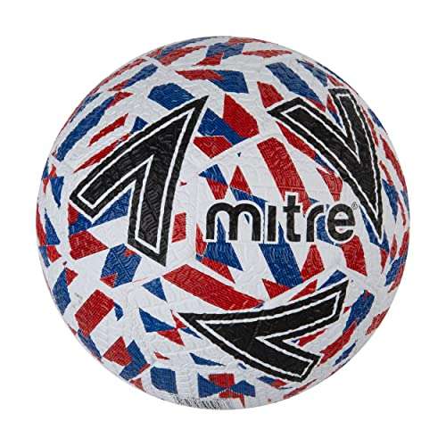 Mitre Street Soccer S32P Football, White/Red/Blue/Black
