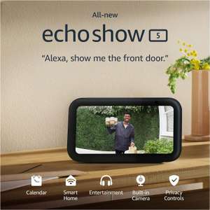 2 for the price of 1 using code - All-new Echo Show 5 (3rd Gen, 2023 release) | Smart display and alarm clock with clearer sound
