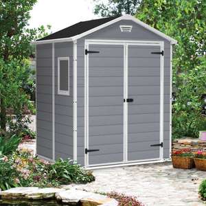 Keter Manor 6x5 Ft Weather-Resistant Lockable Garden Storage Shed, Grey (UK Mainland) - Sold by spreetail_uk