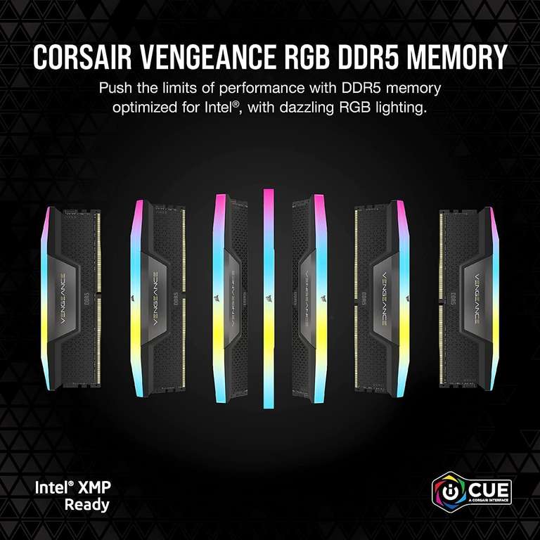 CORSAIR VENGEANCE RGB DDR5 RAM 32GB (2x16GB) 6000MHz CL36 Intel XMP iCUE Compatible Computer Memory