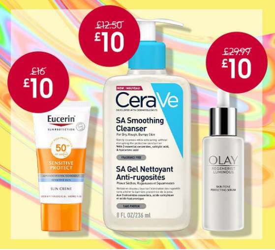 £10 Tuesday- Brands include No7, Olay, Liz Earle, Dermalex+ More £1.50 Click and Collect free on £15.spend from Boots