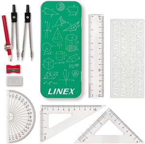 Linex Maths Set, Geometry Set in a Tin, 10 Pieces - £4.23 @ Amazon