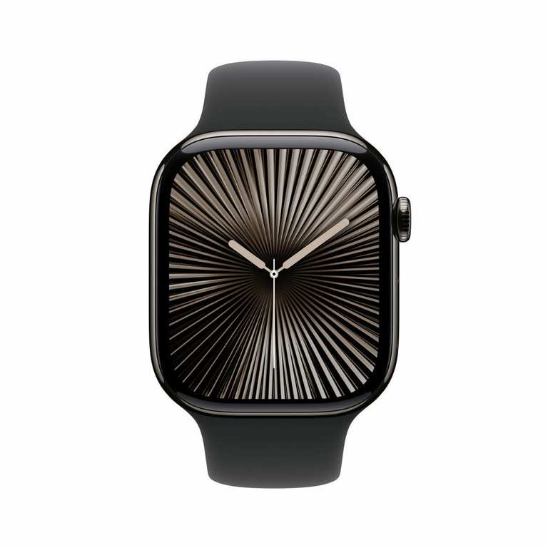 Apple Watch Series 10 GPS + Cellular, 46mm Titanium Case with Sport Band S/M or M/L £348.97 in Black/Stone Grey or Starlight