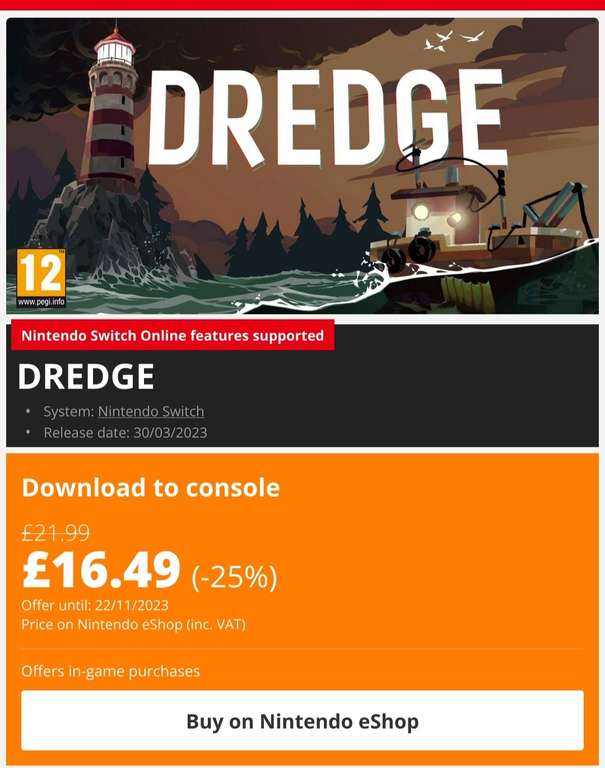 DREDGE - Nintendo Switch eShop (download)