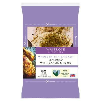 Waitrose Whole Chicken With Garlic And Herbs £4.60 @ Waitrose