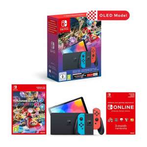 Nintendo Switch OLED Neon Red/Neon Blue + Mario Kart 8 Deluxe Bundle + 3 Months NSO - ShopTo