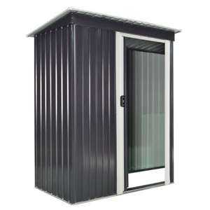 Outsunny 5 x 3ft Garden Storage Shed with Sliding Door and Sloped Roof, Outdoor Equipment Tool Shed for Backyard, Black w/code
