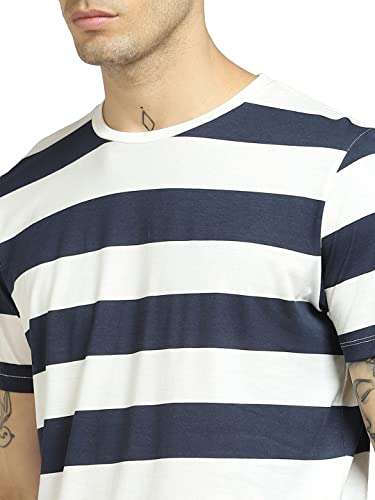 Jack & Jones Men's Jjnoa Stripe Tee Ss Crew Neck T-Shirt - Size M - £7.47 @ Amazon