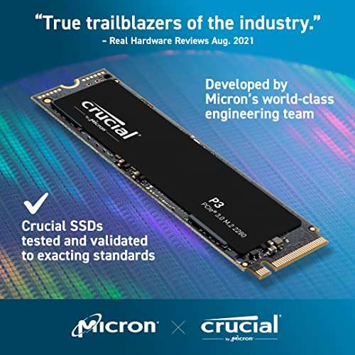 Crucial P3 1TB M.2 PCIe Gen3 NVMe Internal SSD - Up to 3500MB/s sold by Sold by Mobiles24x7 FBA
