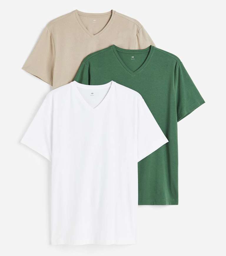3 Pack - Mens Slim Fit V-neck T-shirts (Sizes XS-XL) - £10 + Free Click ...