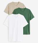 3 Pack - Mens Slim Fit V-neck T-shirts (Sizes XS-XL) - £10 + Free Click & Collect For Members @ H&M