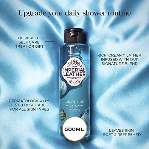 Imperial Leather Energising Shower Gel, Bergamot & Sea Salt Fragrance, Signature Oil Blend with Creamy Lather - Gentle Skin Care (4X500ml)
