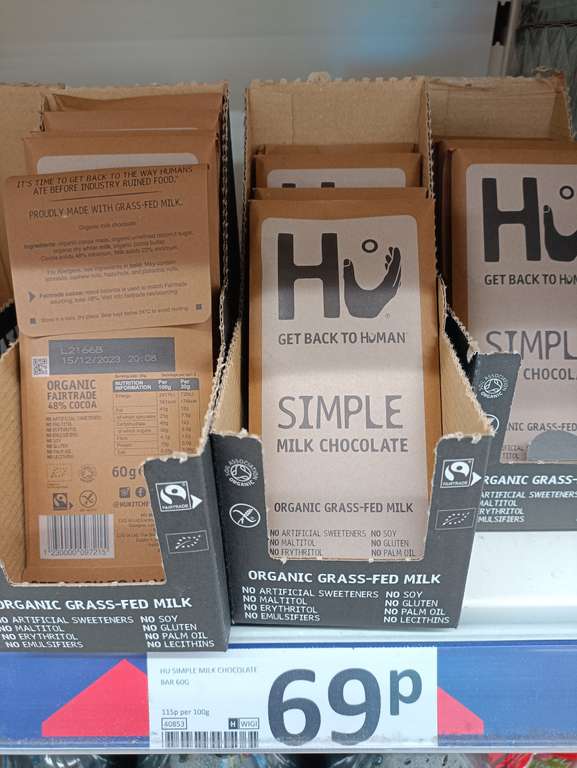 "Hu" Simple organic Milk Chocolate bar 60g - Liscard Wirral