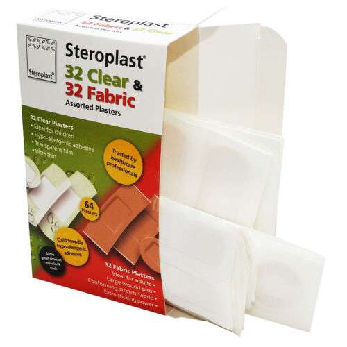 Steroplast 32 Clear & 32 Fabric (64 Total) Assorted Plasters 99p / 16 Washproof Assorted Plasters 49p In Store @ Home Bargains Fort William