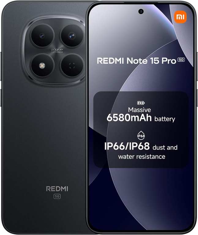 XIAOMI REDMI Note 15 Pro 5G Smartphone 8+256GB Black - Sold by Amazon EU