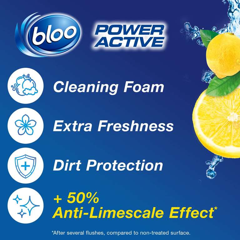 Bloo Power Active Toilet Rim Block Lemon - Pack of 3