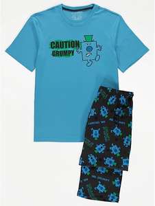 Men’s Mr Grumpy Character Print Blue Pyjamas (Sizes S to XL) £8 free click and collect George (Asda)