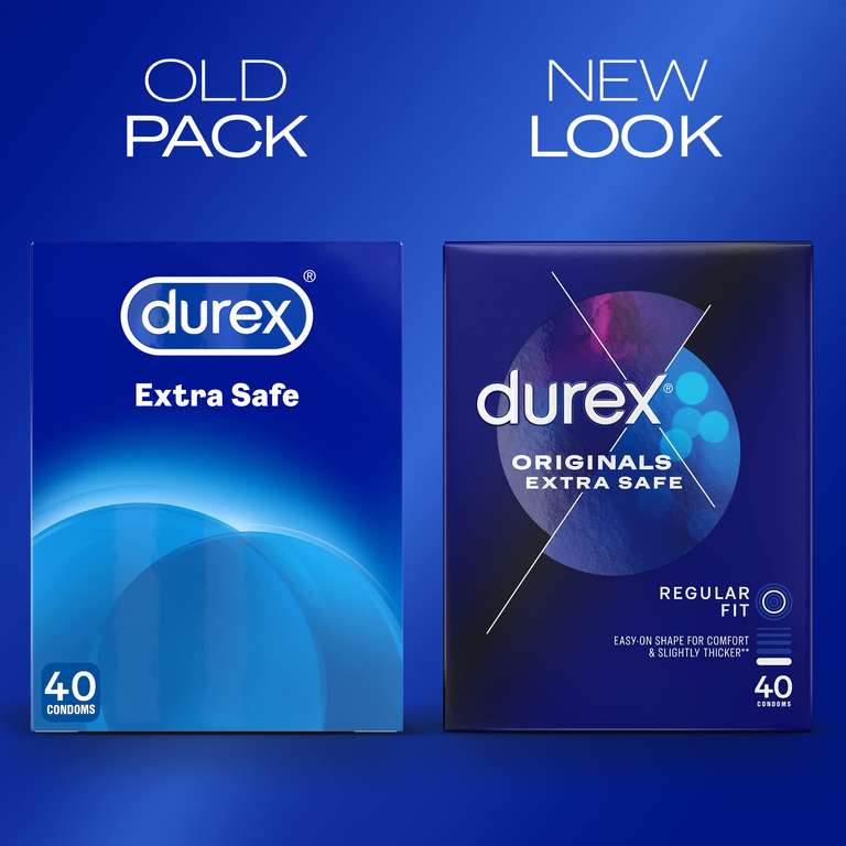 Durex Originals Extra Safe Condoms, Regular Fit, Pack of 40 - £6.99 / £6.06 S&S + voucher