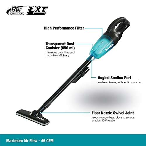 Makita DCL180ZB 18V Li-ion LXT Vacuum Cleaner (Black Edition) – Batteries and Charger Not Included