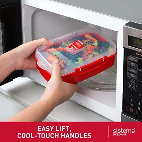 Sistema Heat and Eat Microwave Set | 4 Rectangular Food Containers with Lids (2x 1.25L + 2x 525ml)