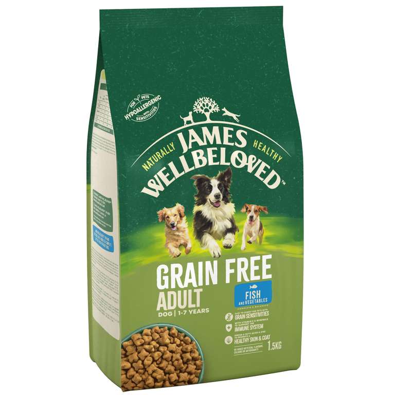 James Wellbeloved Complete Dry Adult Dog Food Fish and Vegetable, 1.5 kg - £6.64 S&S / £5.59 S&S + Voucher