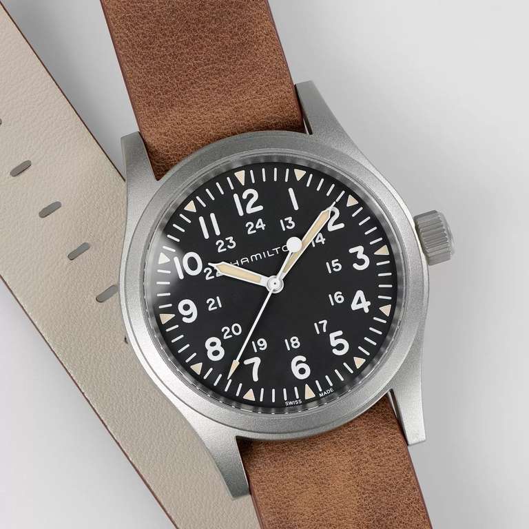 Hamilton Khaki Field Unisex Brown Leather Strap Watch - £336 Delivered + Free Shipping - @ Ernest Jones