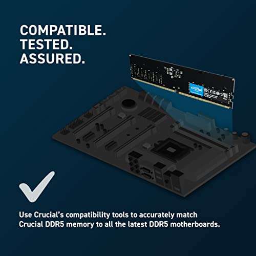 Crucial RAM 16GB Kit (2x8GB) DDR5 4800MHz CL40 Desktop Memory - £61.99 @ Amazon