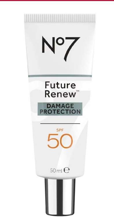 Offers stacking multibuy - 3 x No7 Future Renew UV Defence Shield SPF 50 sunscreen 50ml. 3 for 2 + free gift GWP + additional saving w/code