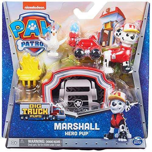 Paw Patrol Big Truck Pups Marshall Action Figure with Clip-on Rescue Drone