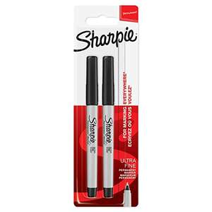 Sharpie Permanent Markers | Ultra-Fine Point | Black | 2 Count £1.50 @ Amazon