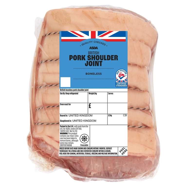 ASDA British Boneless Pork Shoulder Joint - 2.2Kg (£2.48/kg)