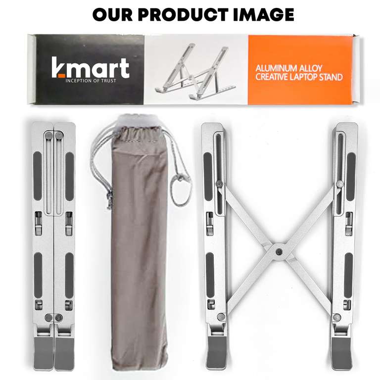 K-MART Extra Strong Adjustable Laptop Stand Riser Silver/Black/Gold (Silver Upgraded £8.79) With Voucher